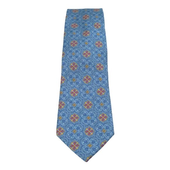 CM Gold Series Other - CM Gold Series Blue Floral Pattern Silk Tie Designed In Italy